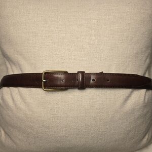 NORDSTROM BROWN GENIUNE LEATHER BELT GOLD BUCKLE MENS SIZE 42 EUC